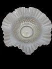 Vintage Hobnail Milk Glass Ruffled Bowl 10” White Fluted Edge