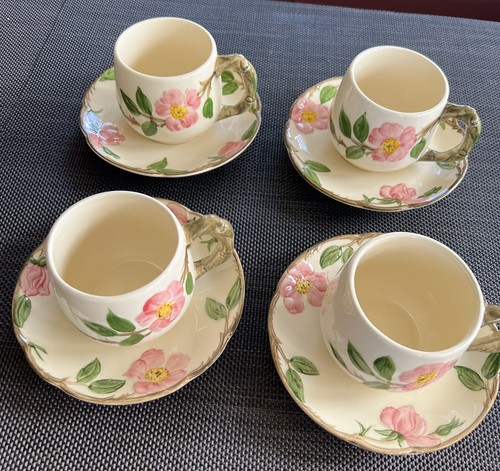 🌸VTG 4sets Franciscan Desert Rose 3” Tall Coffee/Tea Cup & Saucer Set USA NEW - Picture 2 of 6