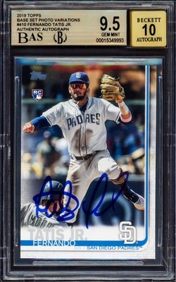 Fernando Tatis Jr Signed 2019 Topps Complete Sets RC 410 BGS 9.5 Sig 10 Beckett