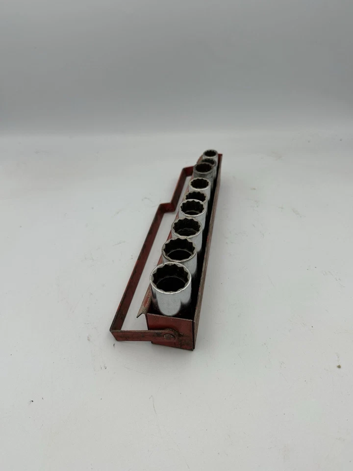 VINTAGE SNAP ON 1/2" DRIVE SAE 10 Pc 12PT SO KET SET with METAL CASE | USA - Image 4 of 4
