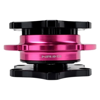 NRG Innovations SFI SPEC 42.1 Gen Black Shinny Quick Release w Pink Shiny Ring