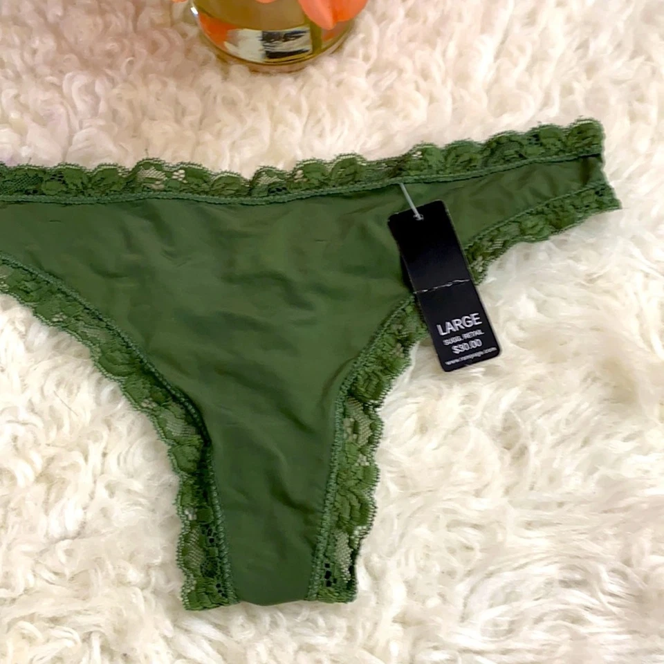NUEVO RAMPAGE TANGA PANTY VERDE TALLA GRANDE RIBETE ENCAJE DESGASTE Foto 3 de 4