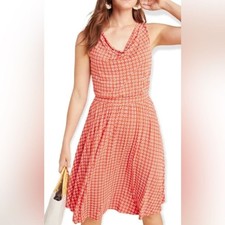 Maeve by Anthropologie Brianne cowl Orange W/white daisy knit dress size XS.