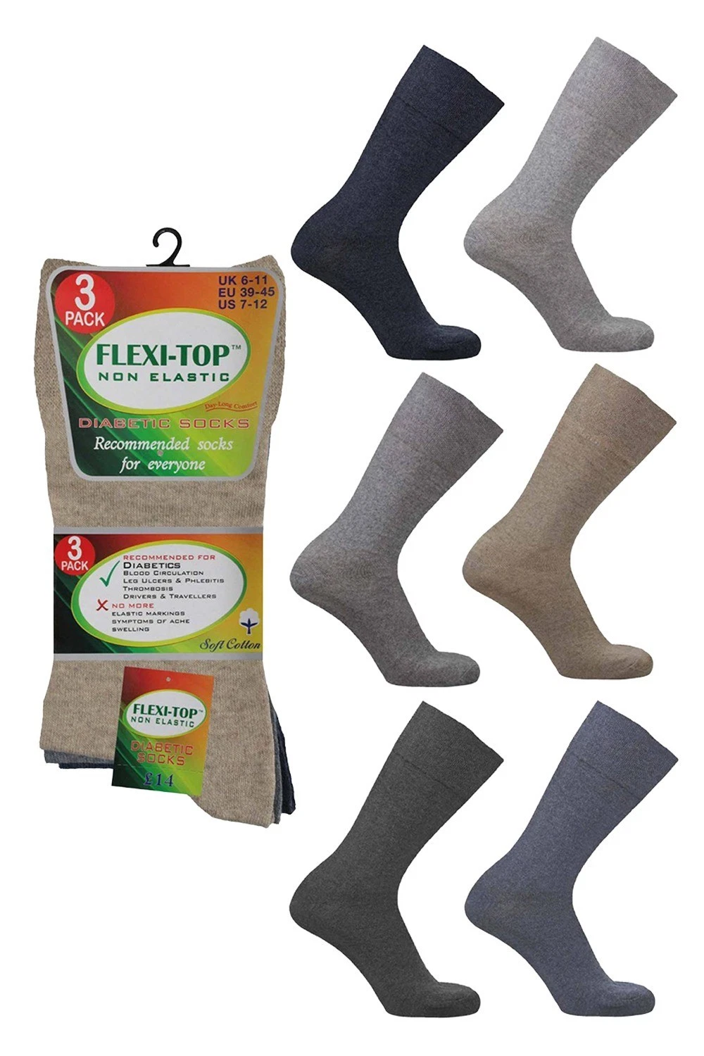 12 Pairs Men’s Flexi Top Melange Cotton Socks Outdoor Walking Thermal Socks UK