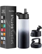 Finedine Triple Insulated Stainless Steel 750ml Water Bottle + Lid - Black/White