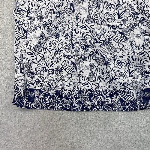 Talbots Womens Top Medium Blue Floral Lightweight Linen Sleeveless V Neck Tunic - Picture 3 of 11