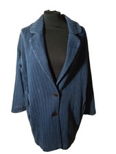 Toast Indigo Blue Sora Herringbone Coat Oversized Uk 10 Lagenlook