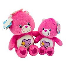 Care Bears Take Care Plush Doll Purple Heart Belly Badge 13  Plus Mini Bear VTG