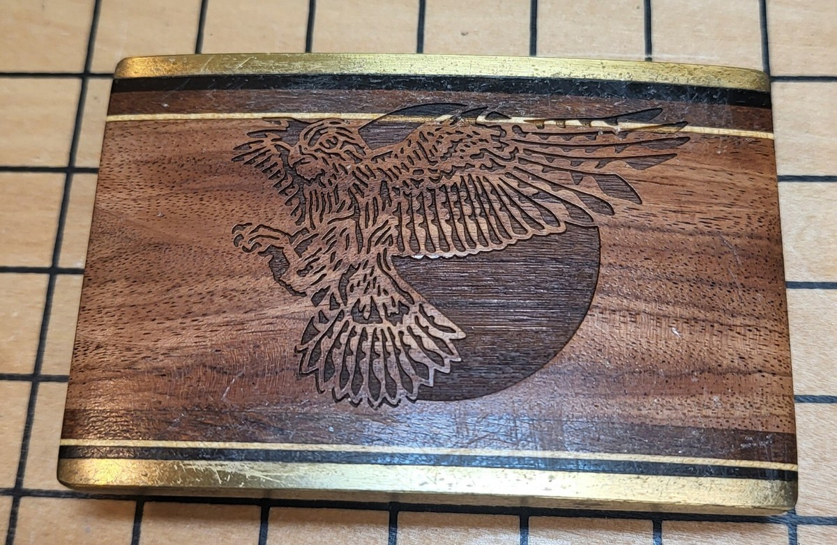 Exotic Wood Inlay Stripes Boho Hippie Belt Buckle Sherwood  display picture 1