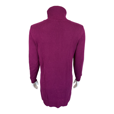 Joan Rivers Women's Turtleneck Tunic Sweater with Hi-Low Hem Plum 1X Plus  Size