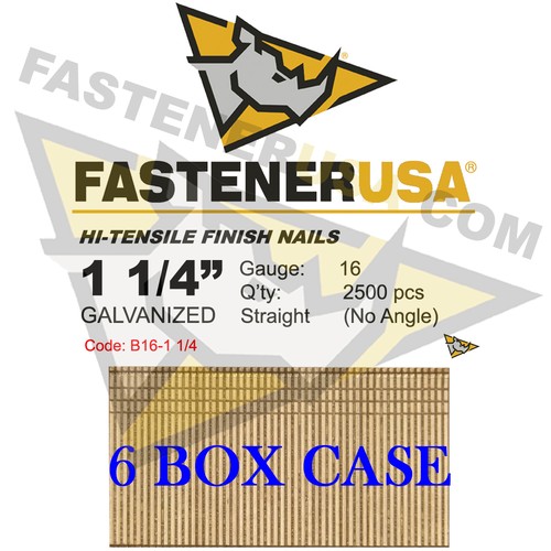 1 1/4" 16 Gauge Straight Finish Nails 16 ga (2,500 ct) (case qty 6) eBay