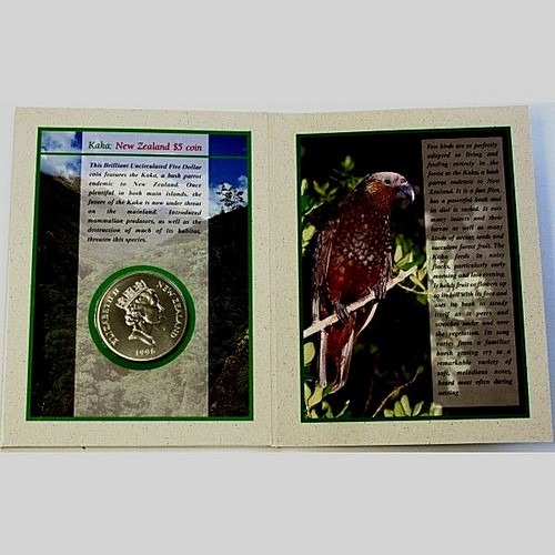 New Zealand -1996- Uncirulated 5 Dollars Coin- Kakapo Bush Parrot - Picture 3 of 3