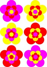 6 Sets verfügbar je 6 x 3,5 cm Retro Retrostyle Blumen Prilblume Blume Aufkleber