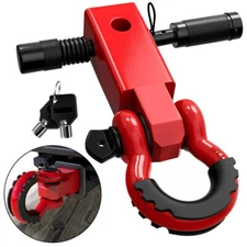 2" Tow Shackle Hitch Receiver Heavy Duty 3/4" D-Ring Recovery For Truck Jeep SUV