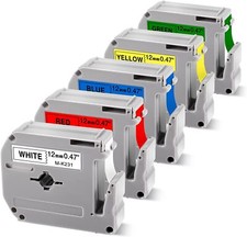 5PK M-K231 M231 For Brother P-Touch 12mm Label Tape White 1/2" PT-55 PT-85 PT-70