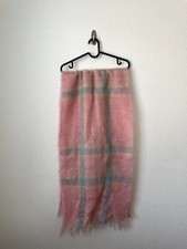 chunky fuzzy oversized spring scarf vintage coquette pink plaid pastel pattern