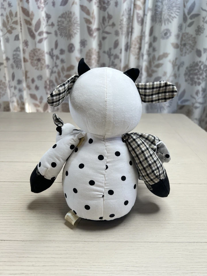 "Babero de muñeca de peluche Dandee Cow Lovey blanco y negro 8""" Foto 3 de 4