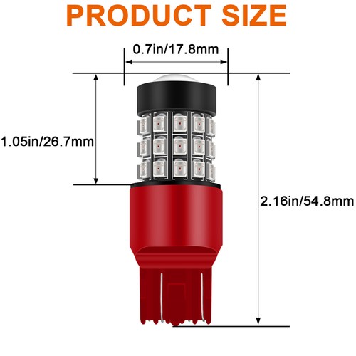 4X 7443 7440 T20 Red Strobe LED Brake Tail Light Parking Turn Signal Light Bulbs - Imagen 4 de 14