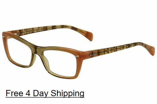 New Rayban RX5255 Eyeglasses RB RX 5255 5487 51mm Brown Orange Frame Demo  Lens | eBay