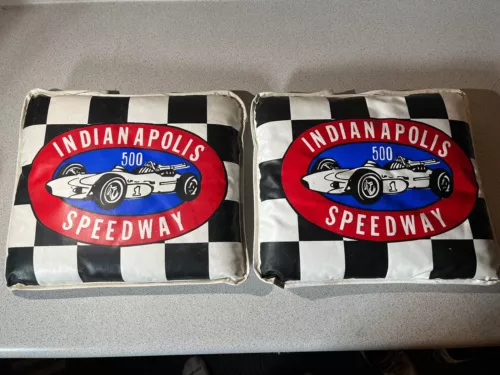 2 Vintage Indianapolis Motor Speedway Seat Cushion Race Car Indy 500 60's/70's