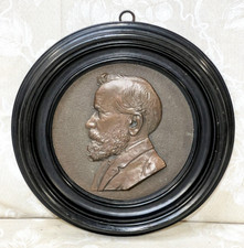 Bronze Bas Relief Plaque of Ulysses S. Grant in Wood Frame Signed 