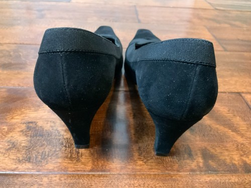 Stuart Weitzman Black Suede Square Toed Heels Pumps, Size 8.5 - Picture 7 of 9