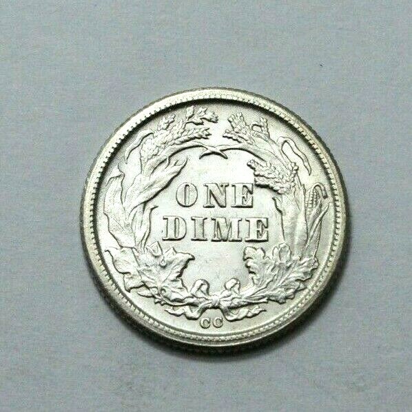 1876-CC UNC/MS Seated Liberty Dime Doubled Die Obv. Rare Crisp
