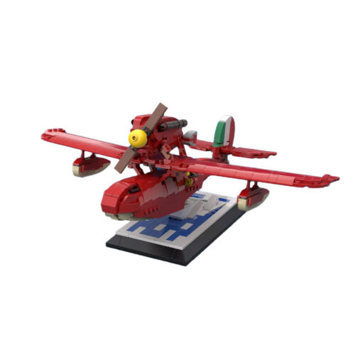 The Red Seaplane from Anime Movies about Pilot Turns Pig 572 Pieces Build New - Picture 1 of 9