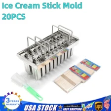20* Ice Cream Stainless Steel Molds Ice Pop Lolly Stick Holder Summer