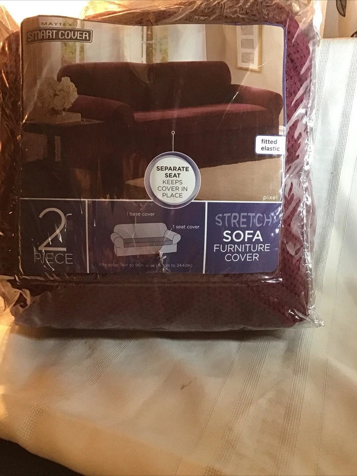 MAYTEX SMART COVER 2 PIEZAS SOFÁ ELÁSTICO Cubierta Mueble - Color Es Vino Foto 4 de 4