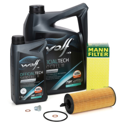 6L WOLF 5W30 C3 LL III + MANN Ölfilter für BMW E81-88 E90-93 E60 E61 X1 X3 N47