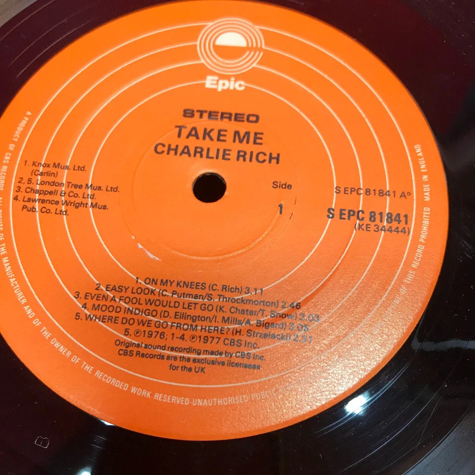 CHARLIE RICH Take Me 1976 UK vinyl LP fSpanish Eyes Where Do We Go From Here - Image 3 of 4