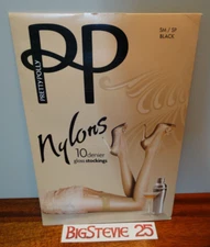 Pretty Polly Nylons 10 Denier Gloss Stockings S/M Black