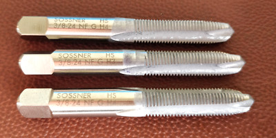 3 pieces ~ Sossner  3/8-24 NF GH3 GH4 Plug Tap spiral point 3 flutes