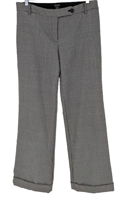 Express Pants Size 7/8 Black White Check Wide Leg Cuffs Y2K VTG