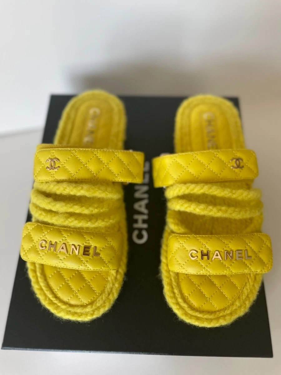 NIB AUTHENTIC CHANEL ROPE YELLOW SANDALS 2021 SIZE 37