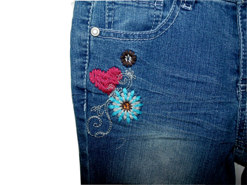 NWT GIRLS 10 BOHEMIAN STYLE EMBROIDERED FLARE JEANS with TWINE BELT - Picture 5 of 9