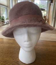 VTG Kangol Furgora Linda Women's 21  Hat Pink Faux Fur Fuzzy Boho