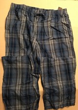 BLOOMINGDALES Blue Siberian Sky Plaid Woven Lounge Sleep Pants Drawstring XL NWT