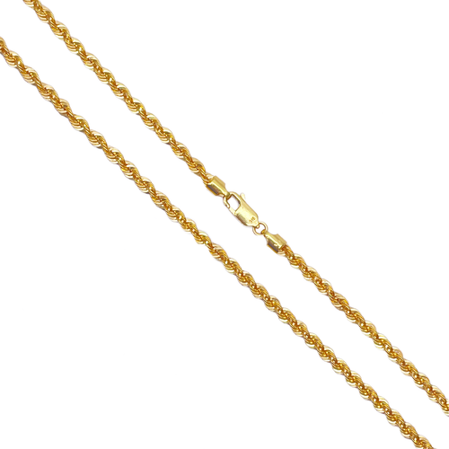 22ct Yellow Gold Light Hollow Rope Chain Necklace 18'' inches 3.3mm Width