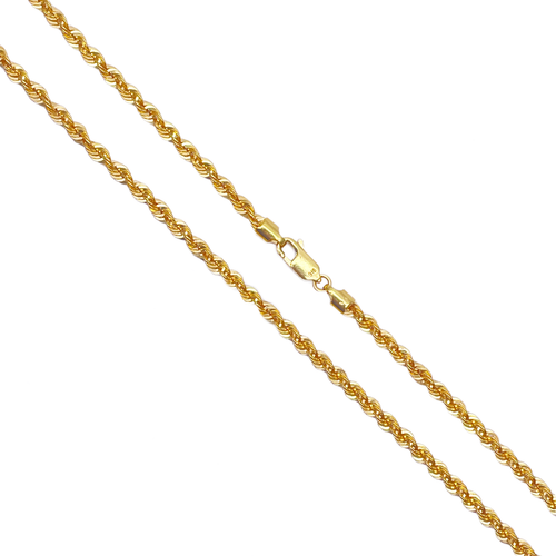 22ct Yellow Gold Light Hollow Rope Chain Necklace 18'' inches 3.3mm Width - Picture 1 of 8