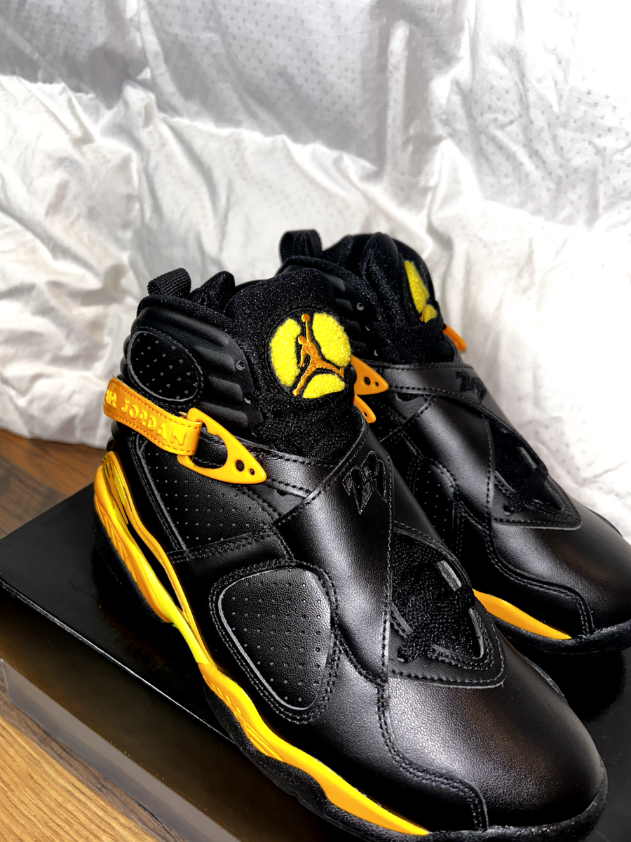 NEW Nike Air Jordan 8 Retro Black Taxi-Opti Yellow Womens 7