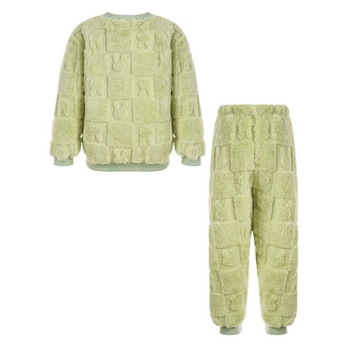 Kids Childrens Warm Fleece Pyjamas Set For Girls Boys Sleepwear 2 Pieces Sets - Bild 17 von 56