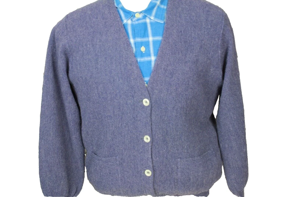 PERUVIAN Connection Pure Alpaca Cardigan Sweater Light Purple Long Sleeve L - Image 4 of 4