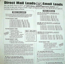 EMAIL ADDRESSES LEADS ON LINE 1,000 to 100,000 Money Making Opportunity Seekers!