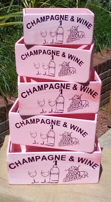 Rosa lackierte Holz Champagner & Wein Aufbewahrungsbox. Ideales Geschenk 5 Größen verfügbar