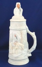 Tall Hand Painted Native American Design Ceramic Stein Woodland Horse 17 5/8" T