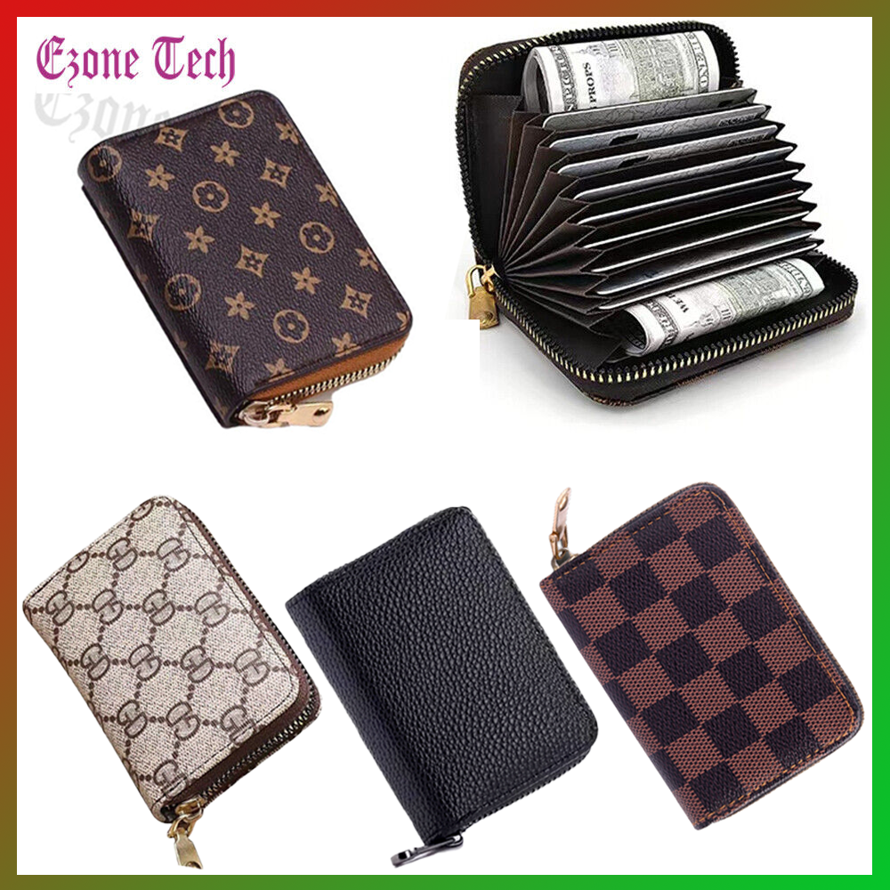 Mens Womens Leather Wallet Credit Card Holder RFID Blocking Zipper Pocket Purse