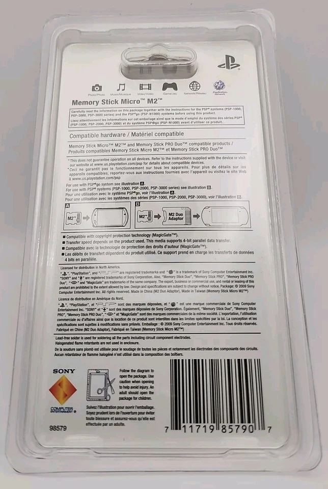 Adaptador Oficial Sony Memory Stick Micro M2 PSP PlayStation Duo 8GB NUEVO #98579 Foto 3 de 4