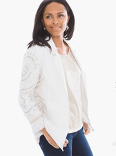 Chico s 100 linen white embellished jacket